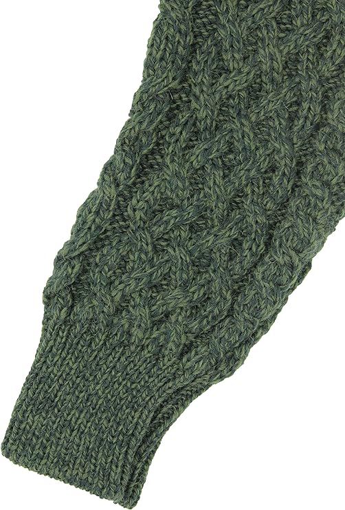 Ladies Aran Green Boyfriend Cardigan