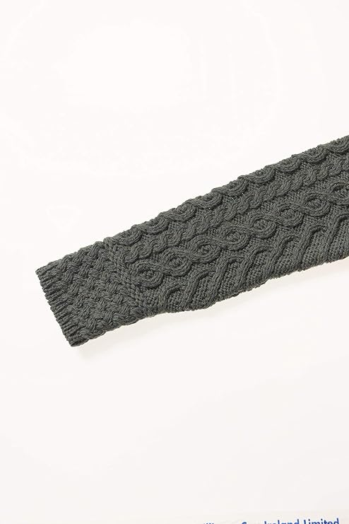 Women's Aran Knit Side Zip Grey Cardigan