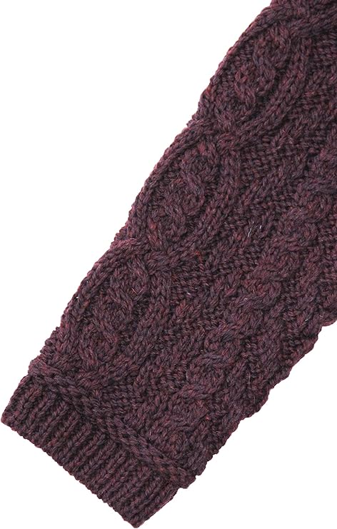 Women's Cable Knit Soft Collar 3 Button Damson Coat