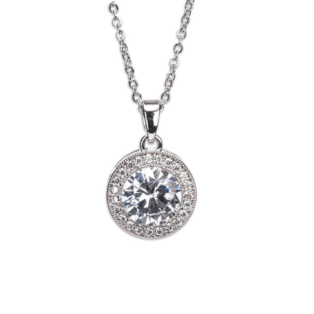 Newgrange Living Silver White Stone & Diamante Necklace