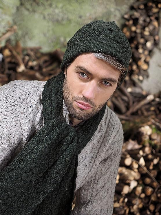 Men's Merino Wool Honeycomb Green Hat
