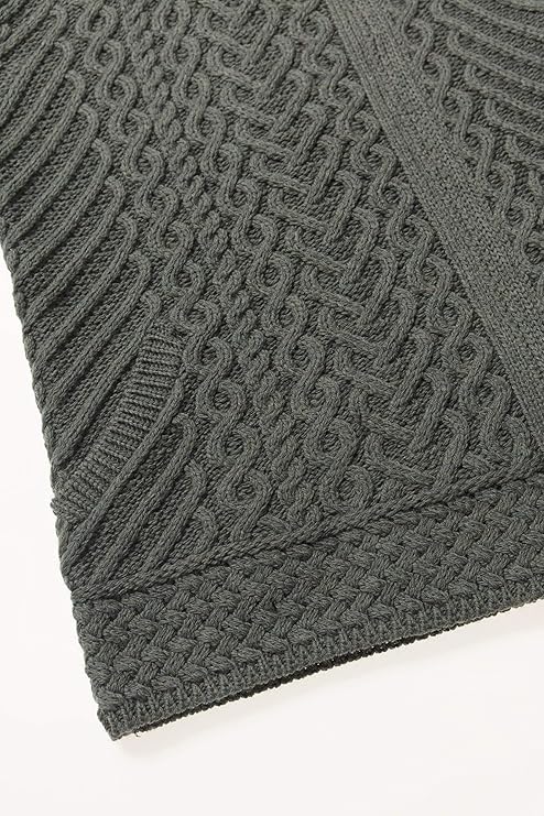 Women's Aran Knit Side Zip Grey Cardigan