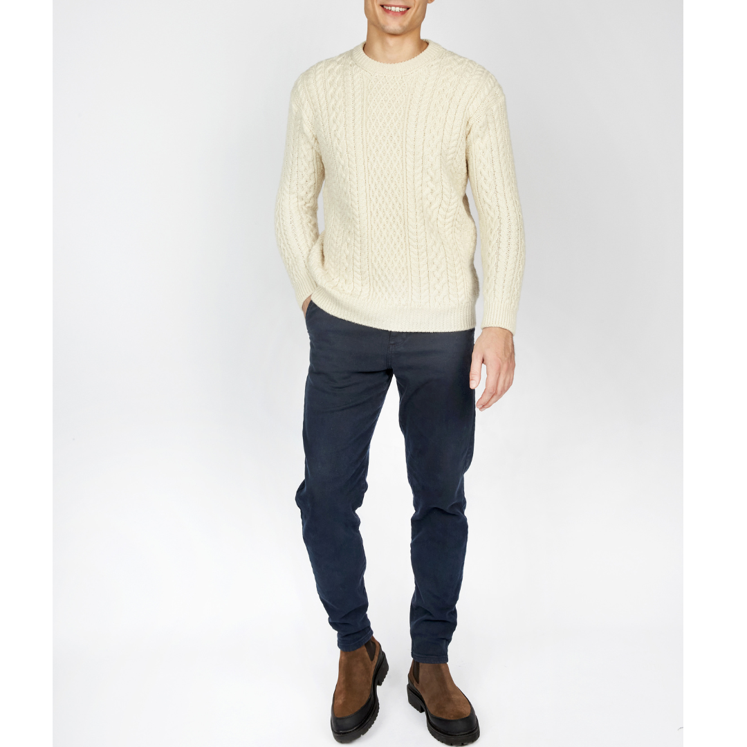 Men's Cuileann Aran Crew Neck Natural Jumper