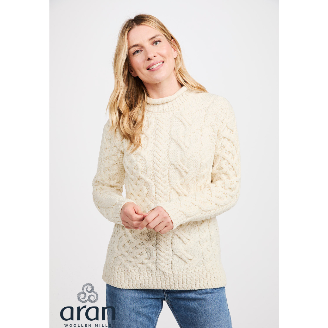 Ladies Asymmetrical Roll Neck Cream Jumper