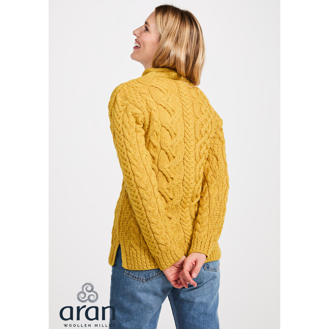 Ladies Asymmetrical Roll Neck Mustard Jumper