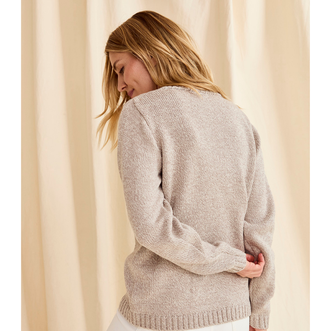 Ladies Aran Supersoft Crewneck Oatmeal Jumper