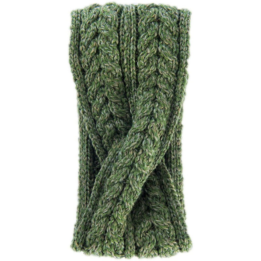 Ladies Super Soft Merino Wool Green Crossover Headband