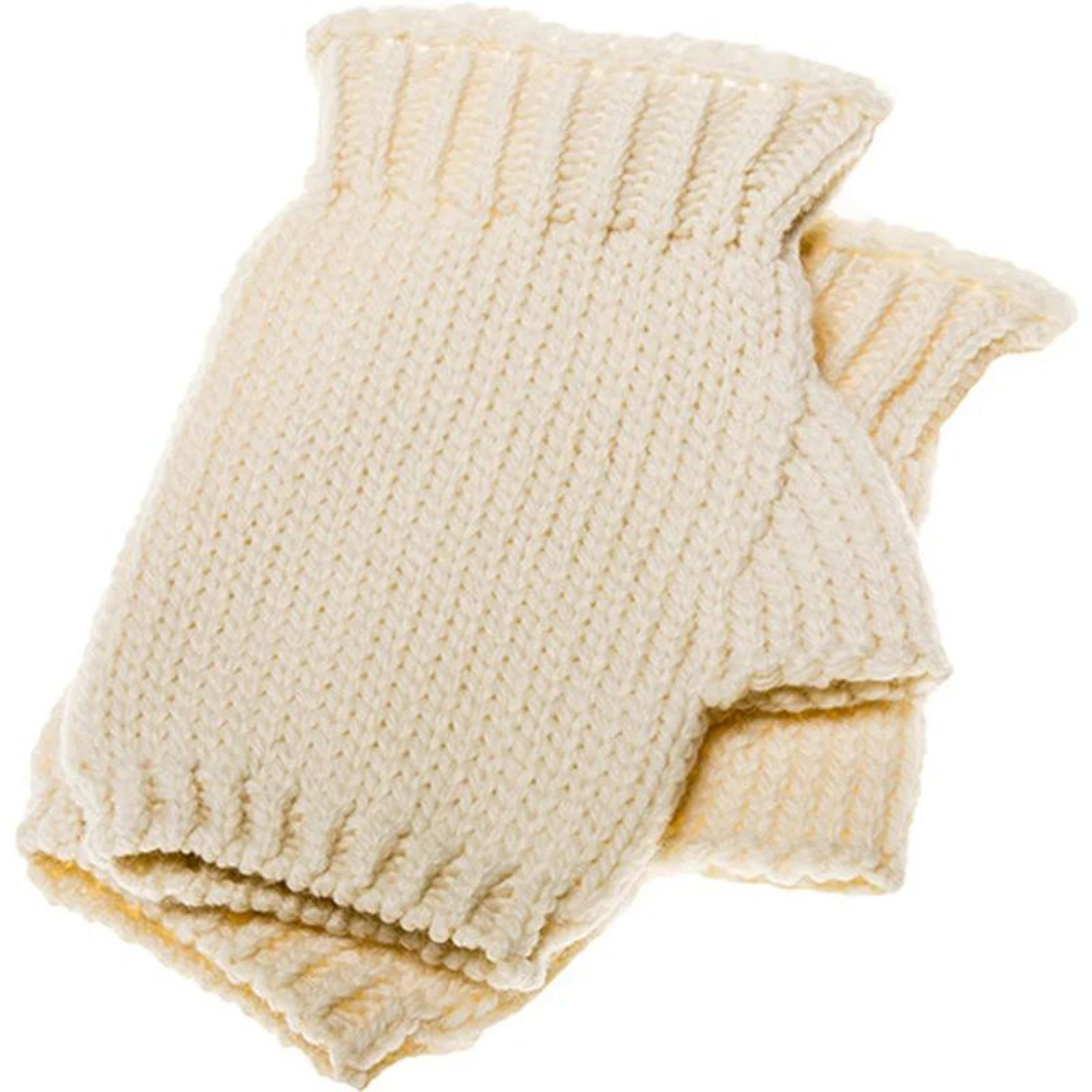 Ladies Nepped Wool Natural Fingerless Mitts