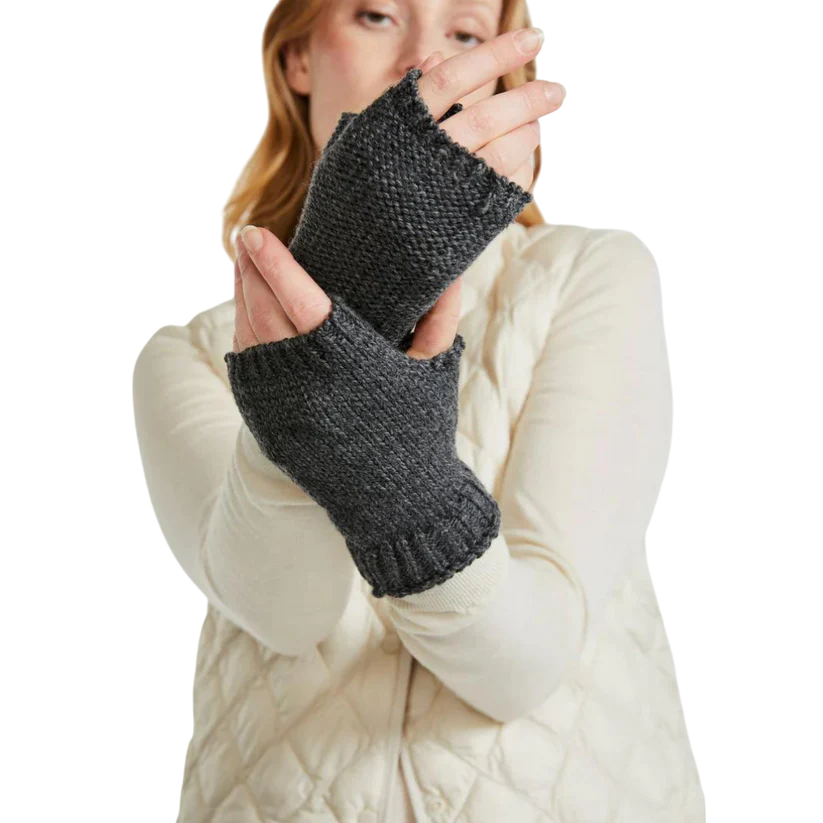 Ladies Nepped Wool Charcoal Fingerless Mittens