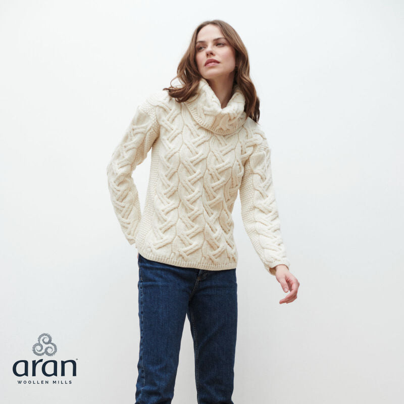Chunky Cable Cowl Sweater Nat