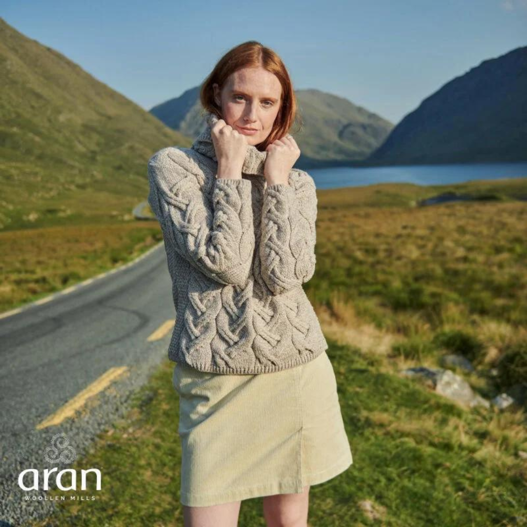 Ladies Chunky Cable Aran Oatmeal Jumper