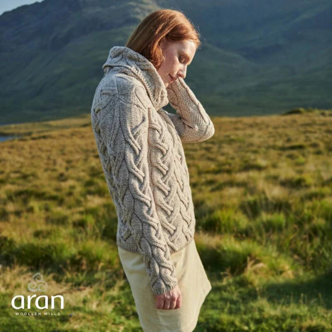Ladies Chunky Cable Aran Oatmeal Jumper