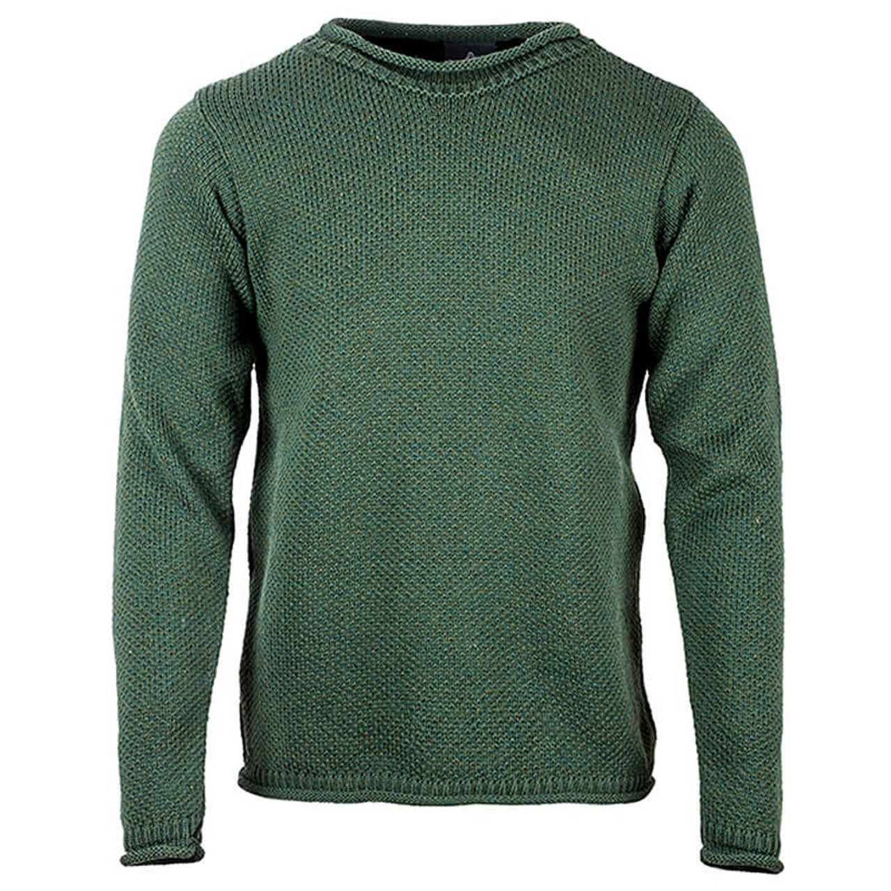 Men's Merino Wool Roll Neck Green Jumper