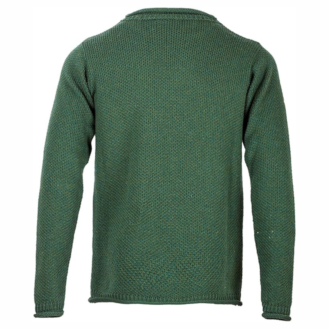 Men's Merino Wool Roll Neck Green Jumper