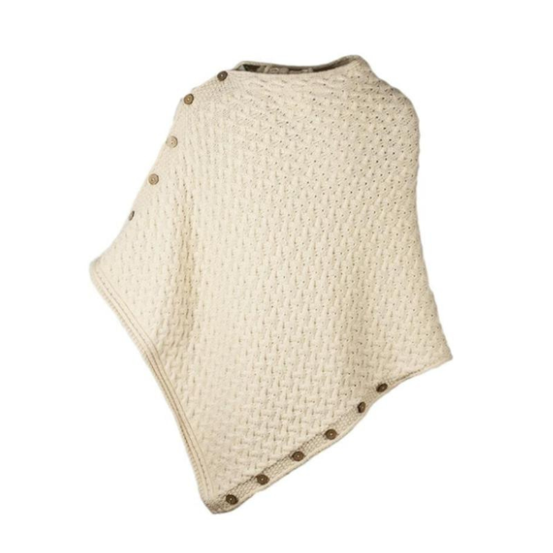 Ladies Aran Super Soft Merino Natural Poncho