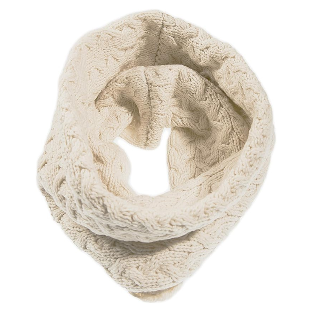 Unisex Merino Wool Infinity Cabled Natural Snood