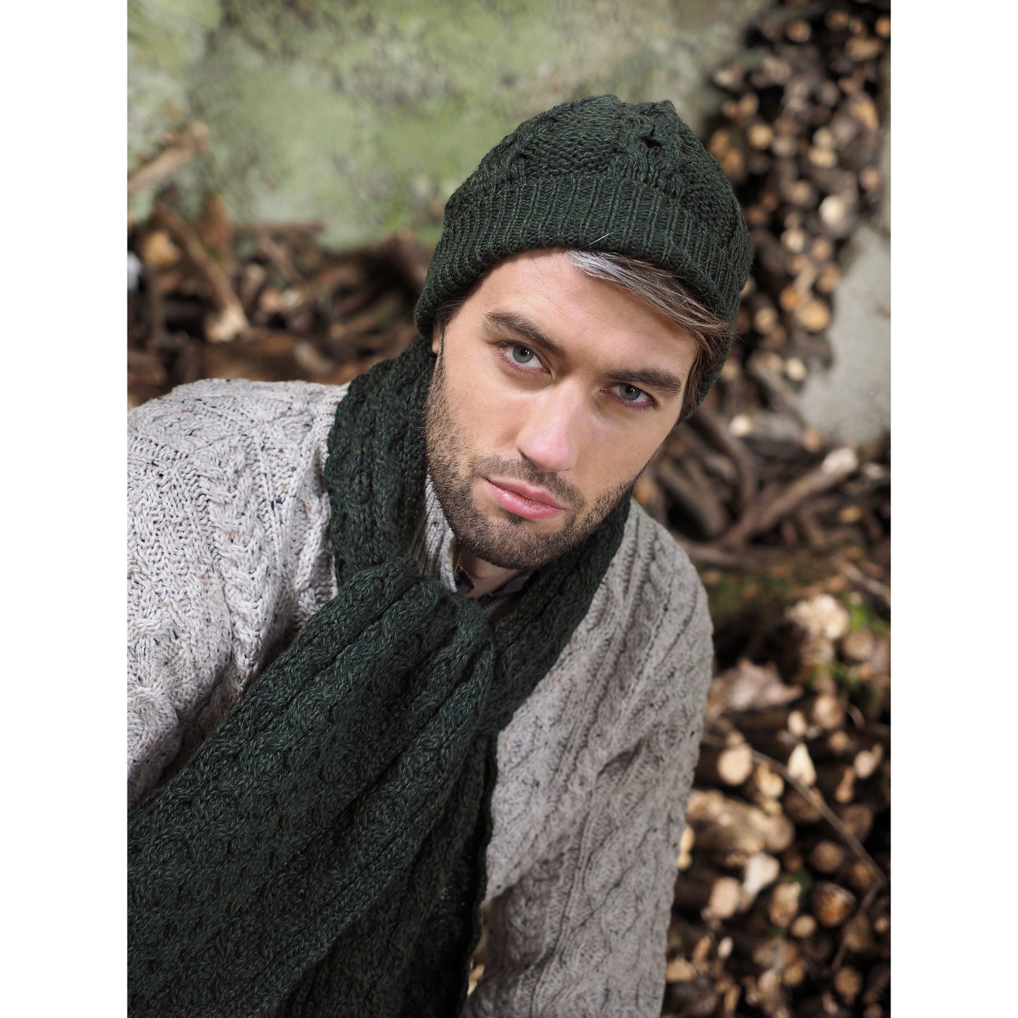 100% Merino Wool Honeycomb Knitted Hat & Scarf Set