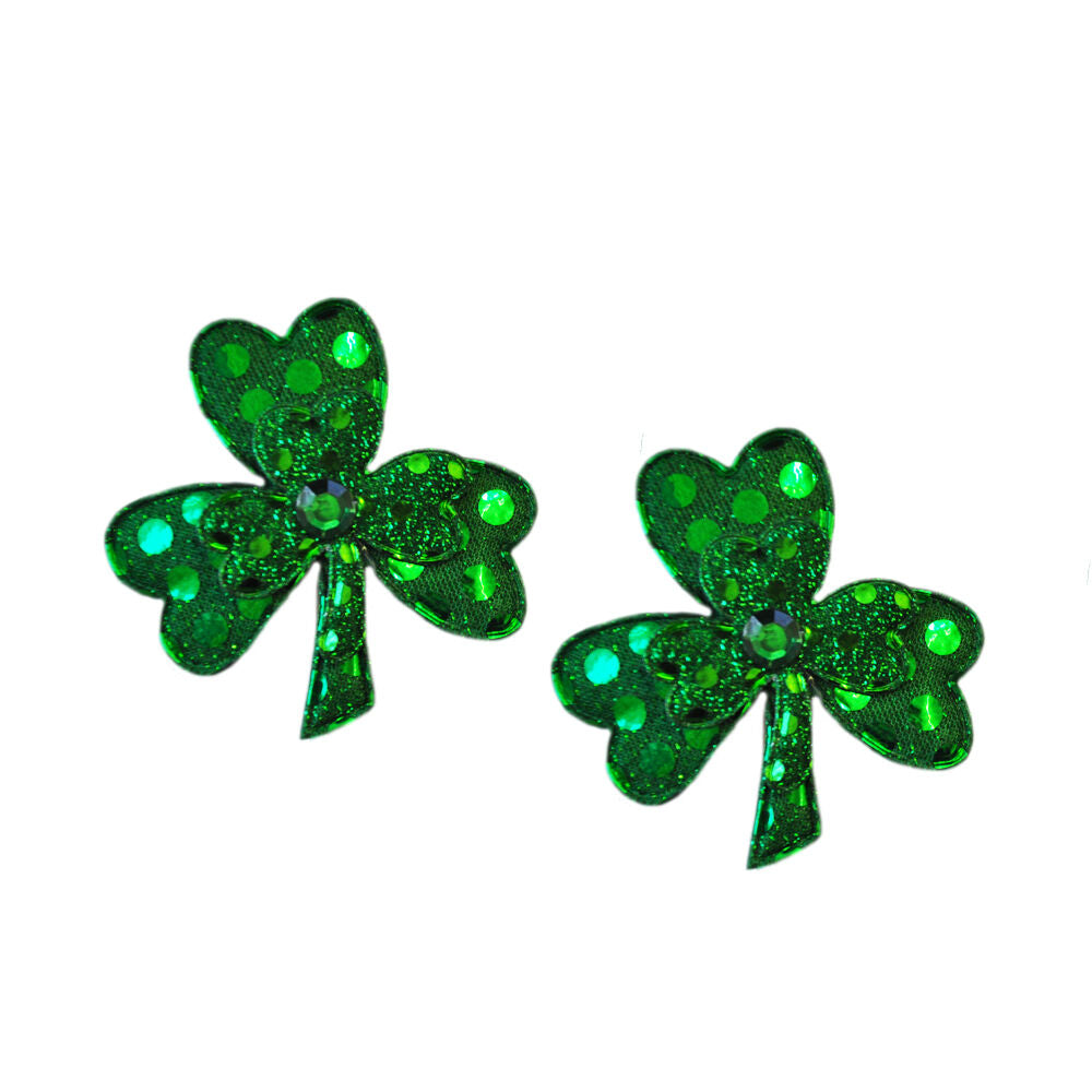 Sequin Shamrock Hair Clips (2 Per Pack)