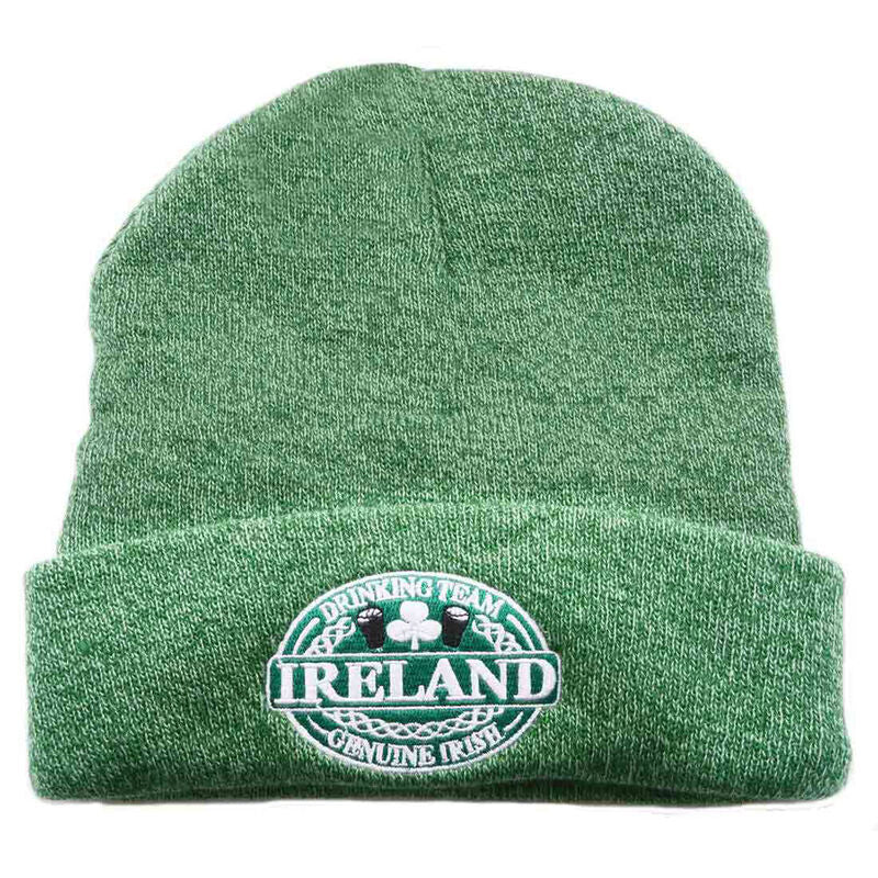 Drinking Team Knitted Turn Up Beanie Green