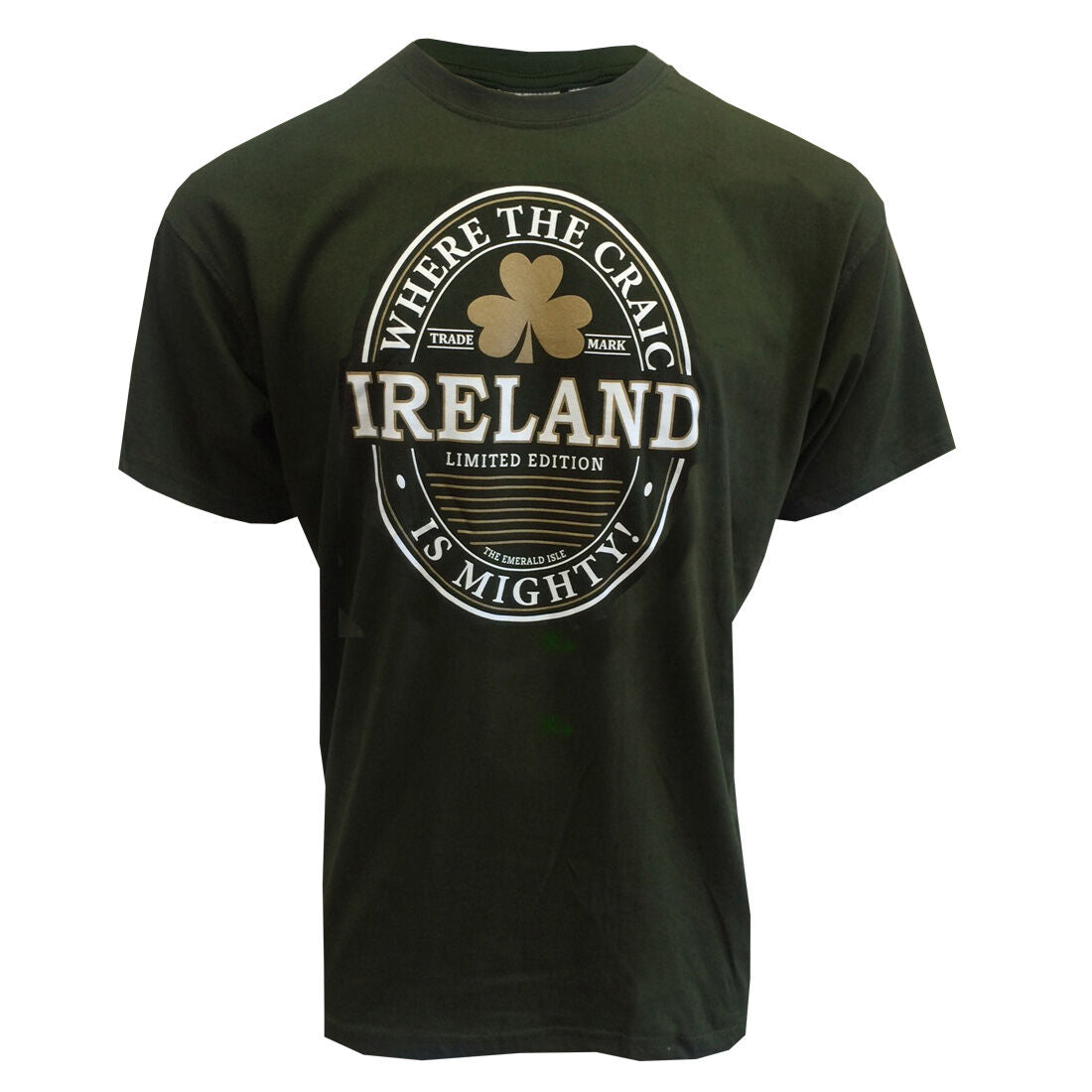 Ireland Craic Is Mighty Print Bottle Green T-shirt