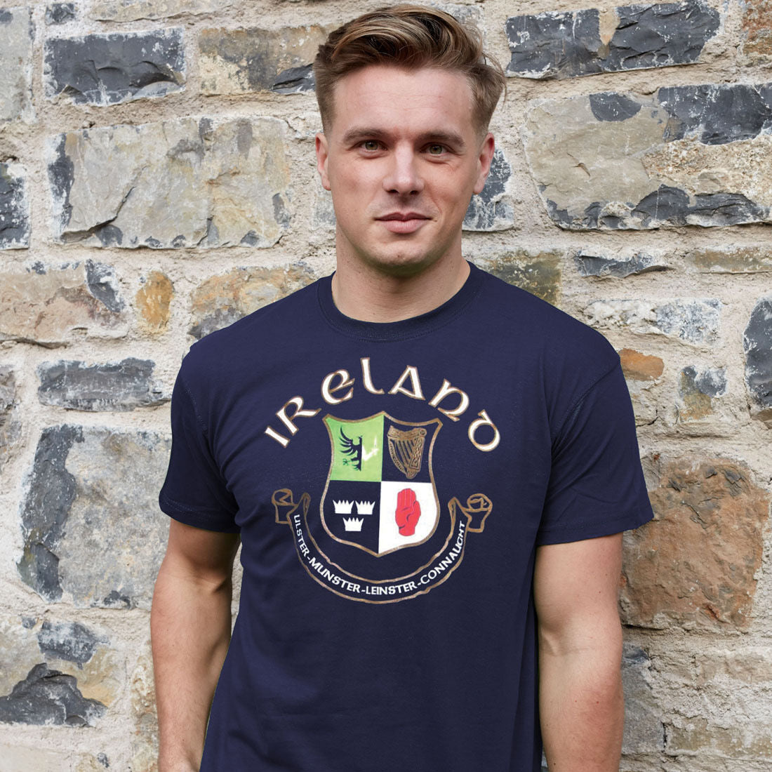 Large Four Provinces Shield Print Navy T-shirt