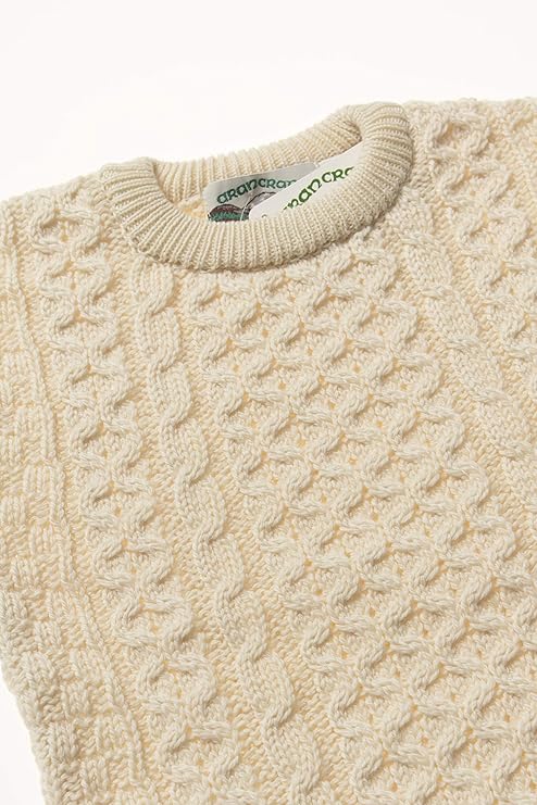 Kid's Traditional Aran Crew Neck Natural Jumper