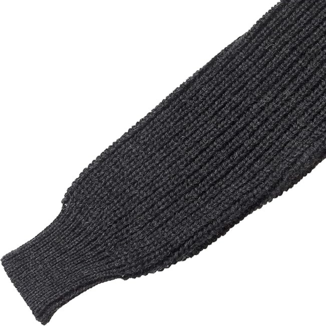 Men's Fisherman Ribbed Aran Charcoal Jumper