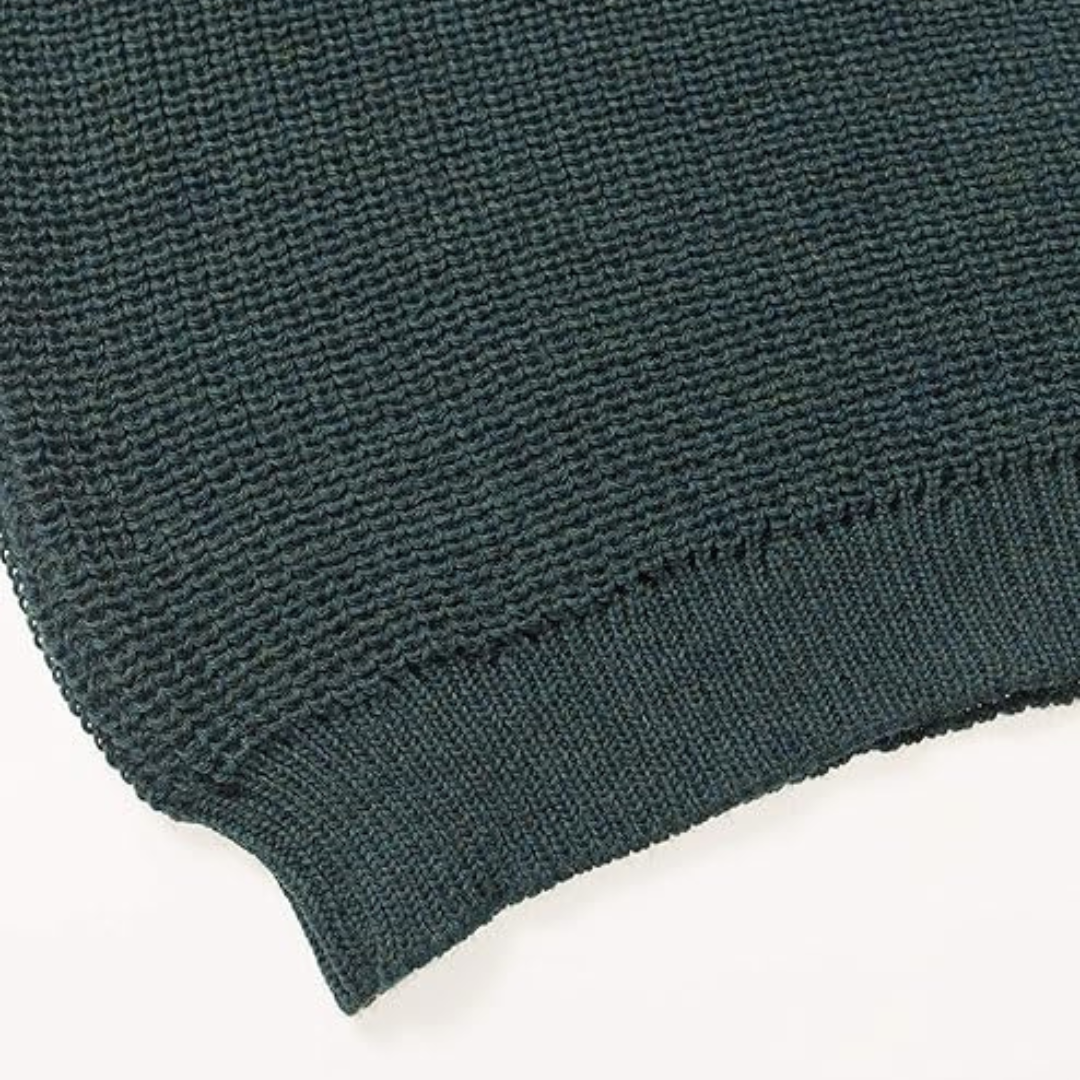 Mens Fisherman Ribbed Aran Jumper Moss