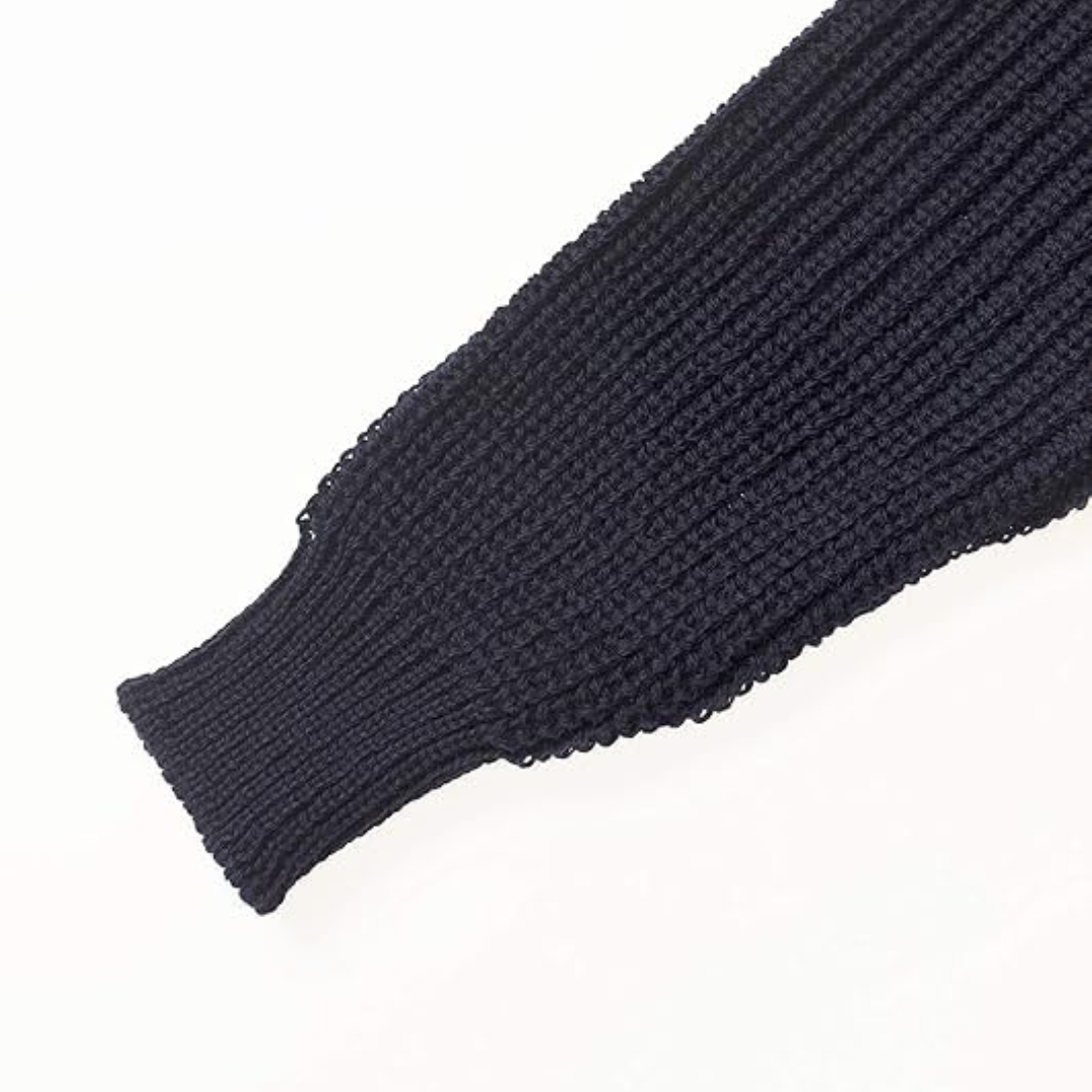 Men's Fisherman Ribbed Aran Navy Jumper