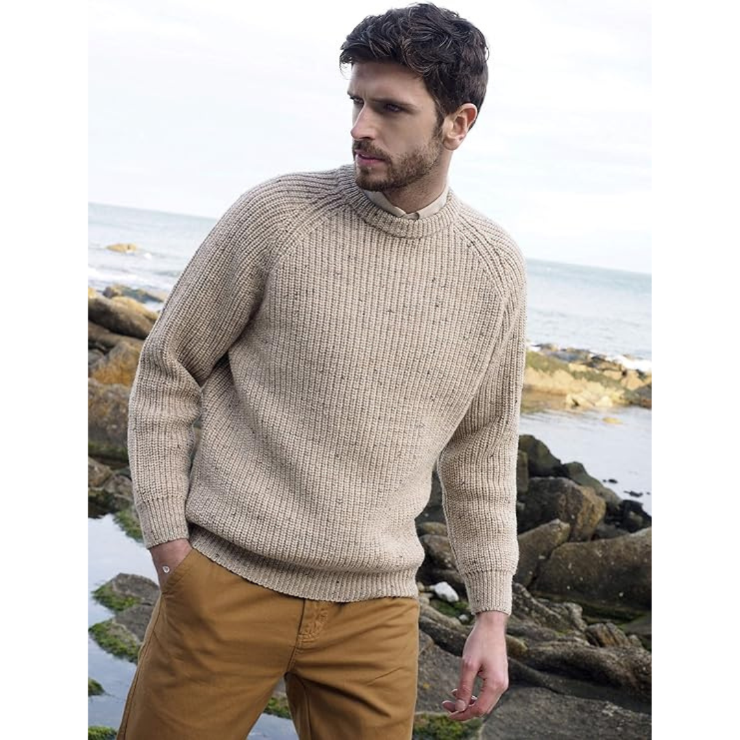 Men's Fisherman Ribbed Aran Skiddaw Jumper