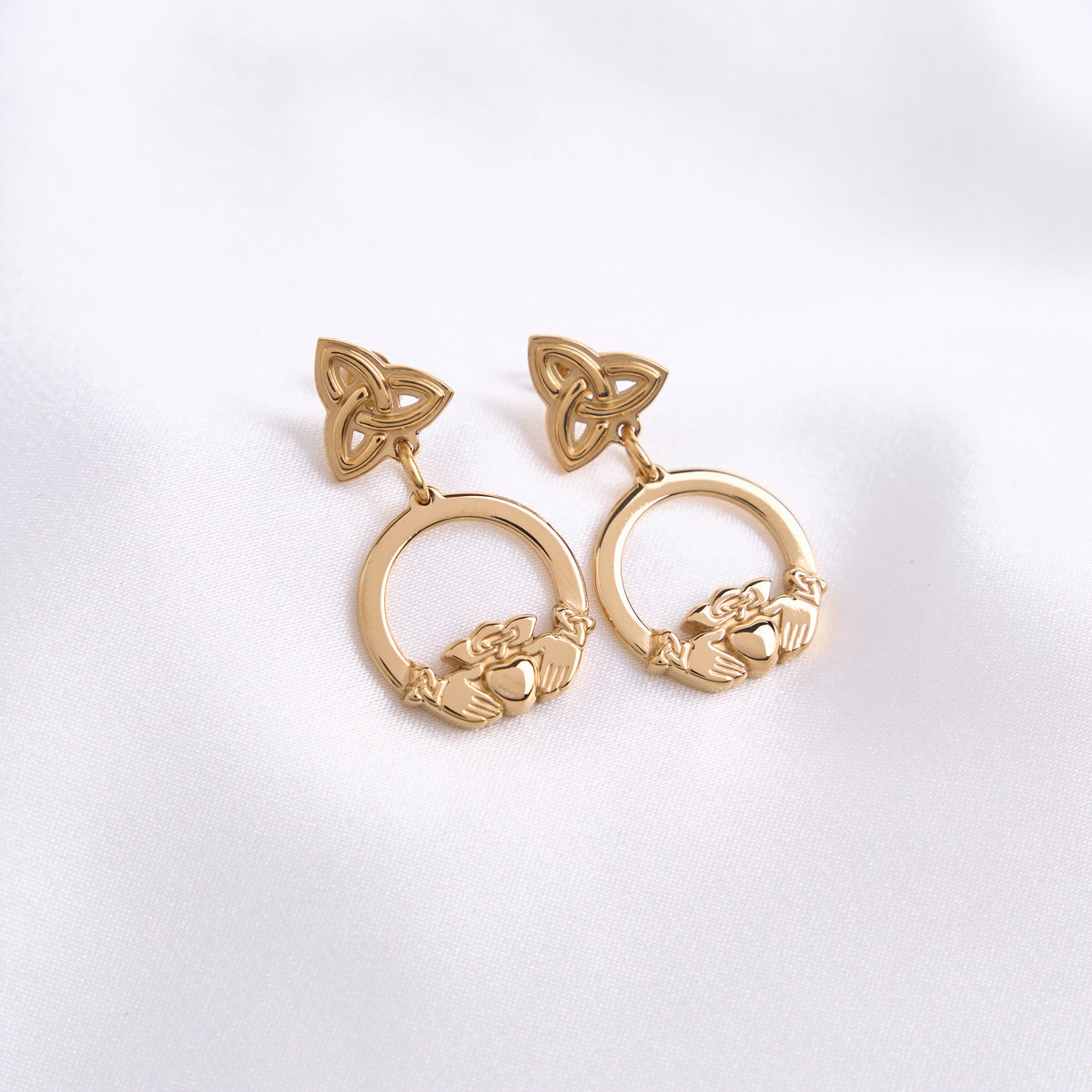 Claddagh Knot Gold Earrings