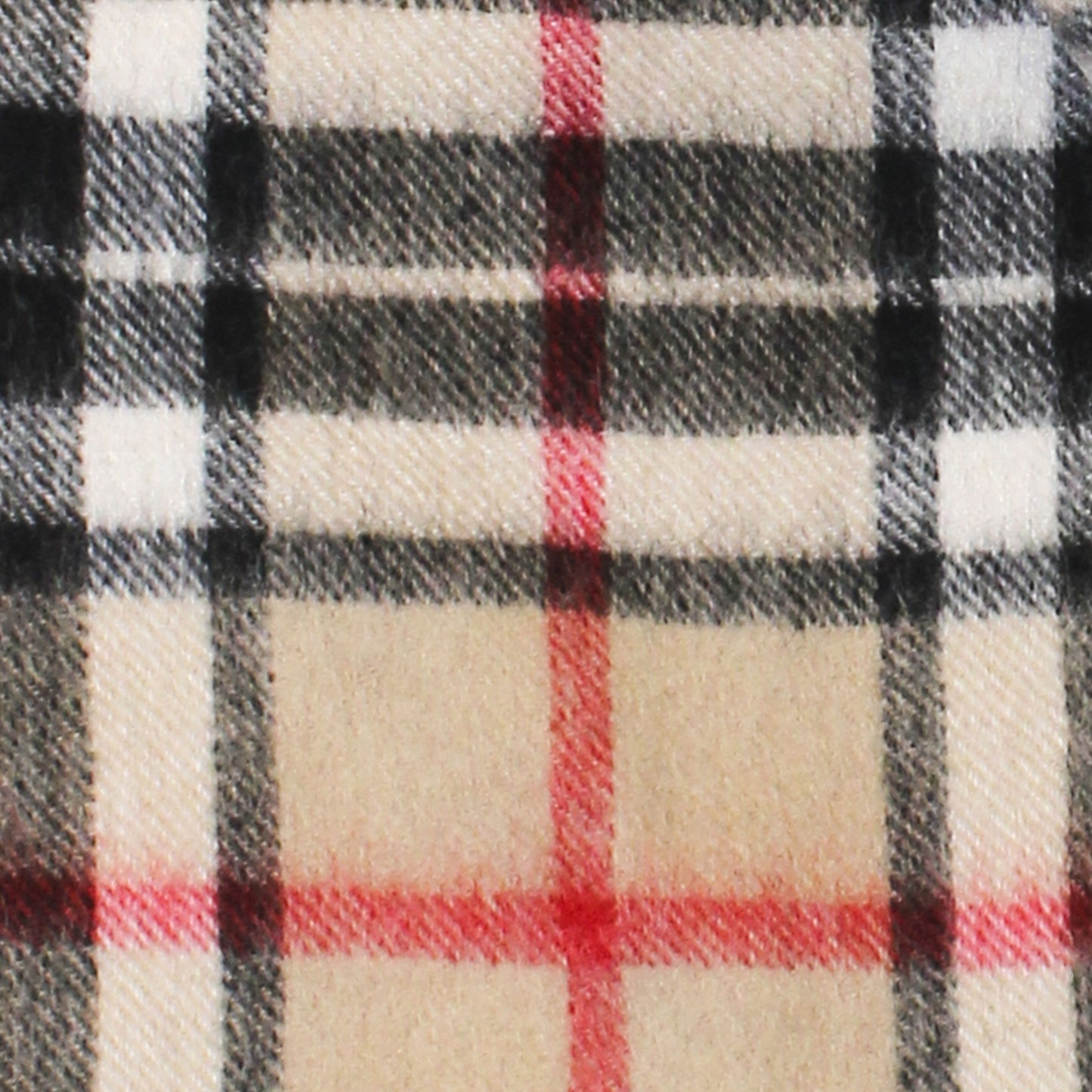Carrolls Irish Designs Wool Scarf With Beige Black Red and White Design