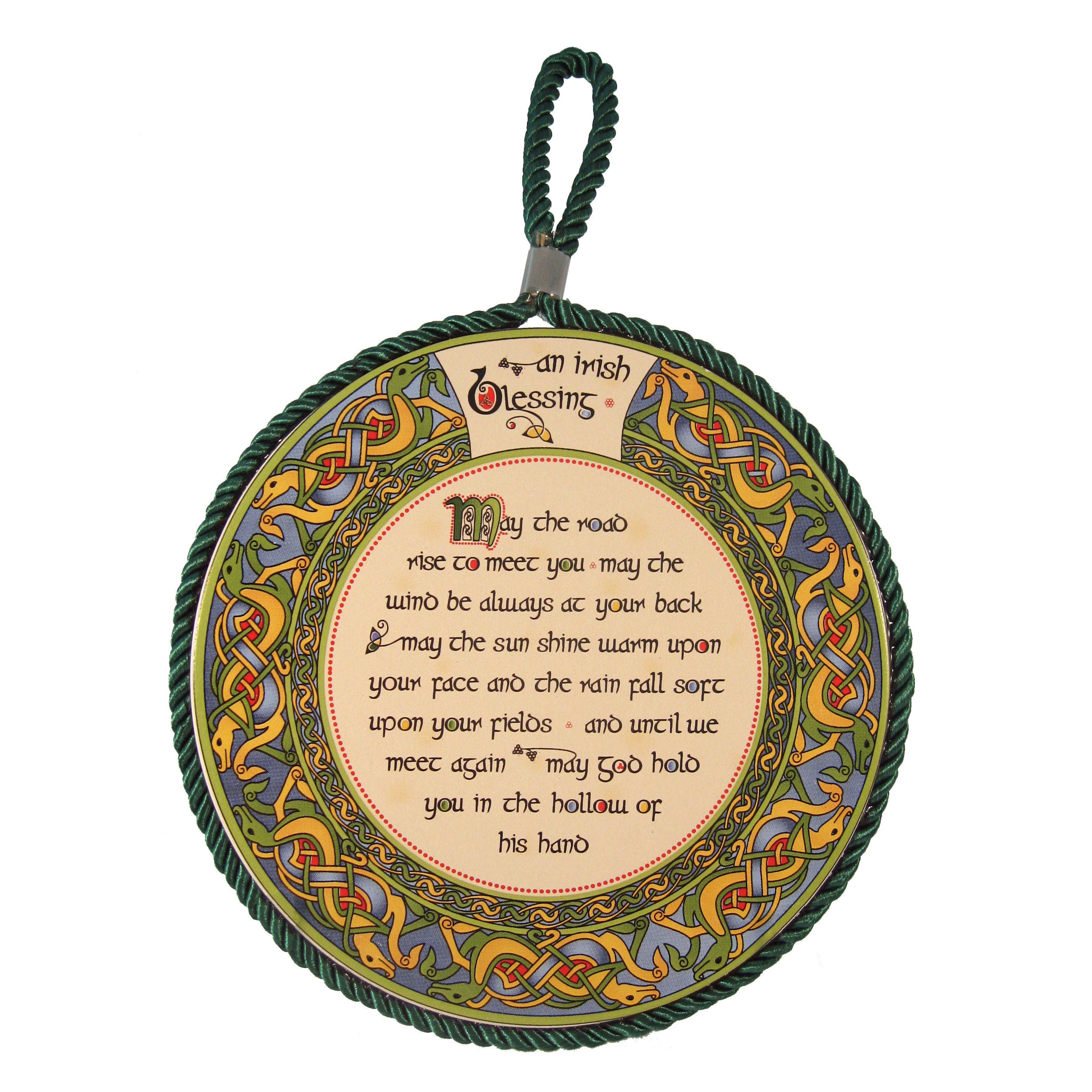 Irish Weave Ceramic Pot Stand / Hanging Decoration With Irish Blessing Design
