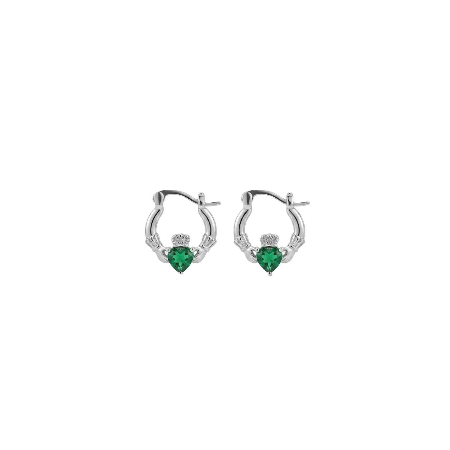Platinum Round Claddagh Earrings