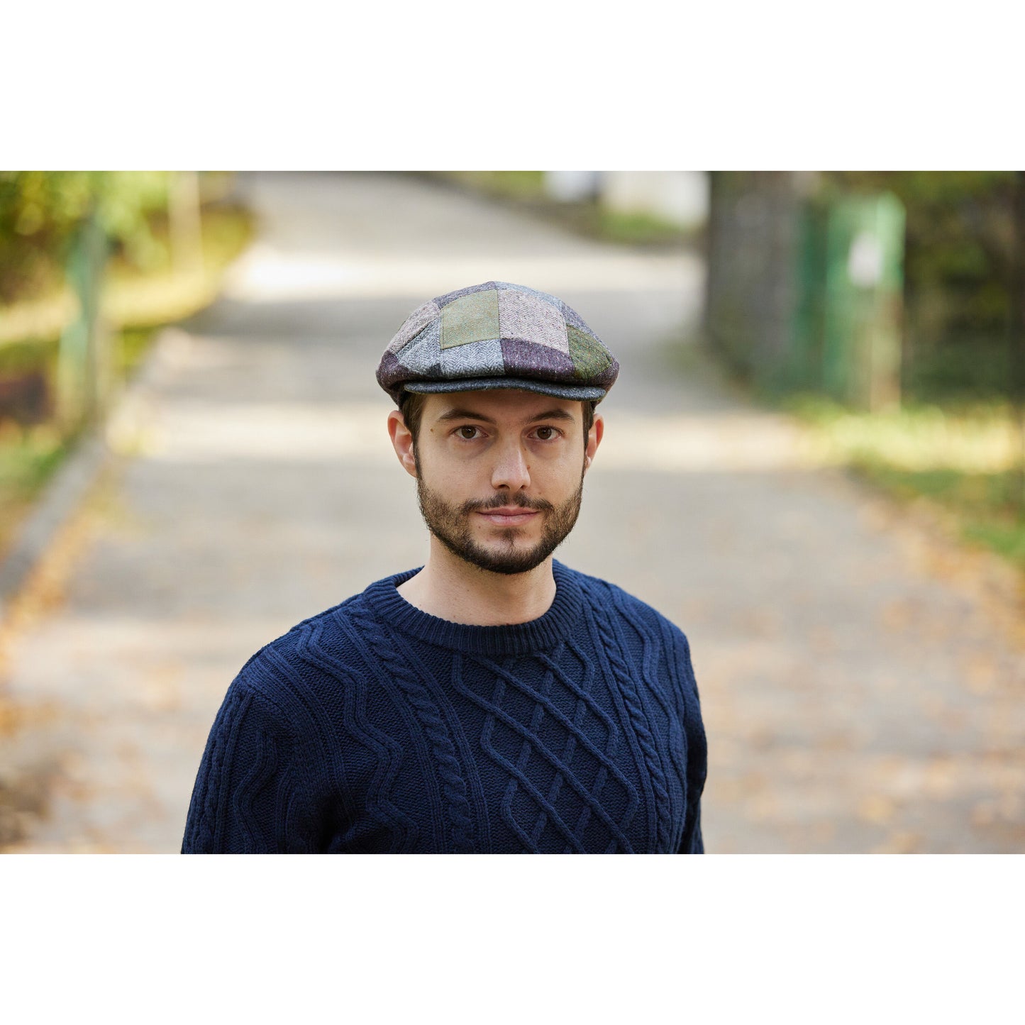 Peaky Style Patch Detail Tweed Flat Cap