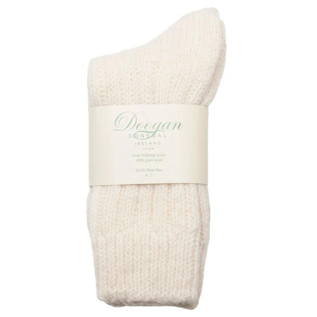 Doogan Donegal 100% Pure Wool Irish Walking Socks Natural