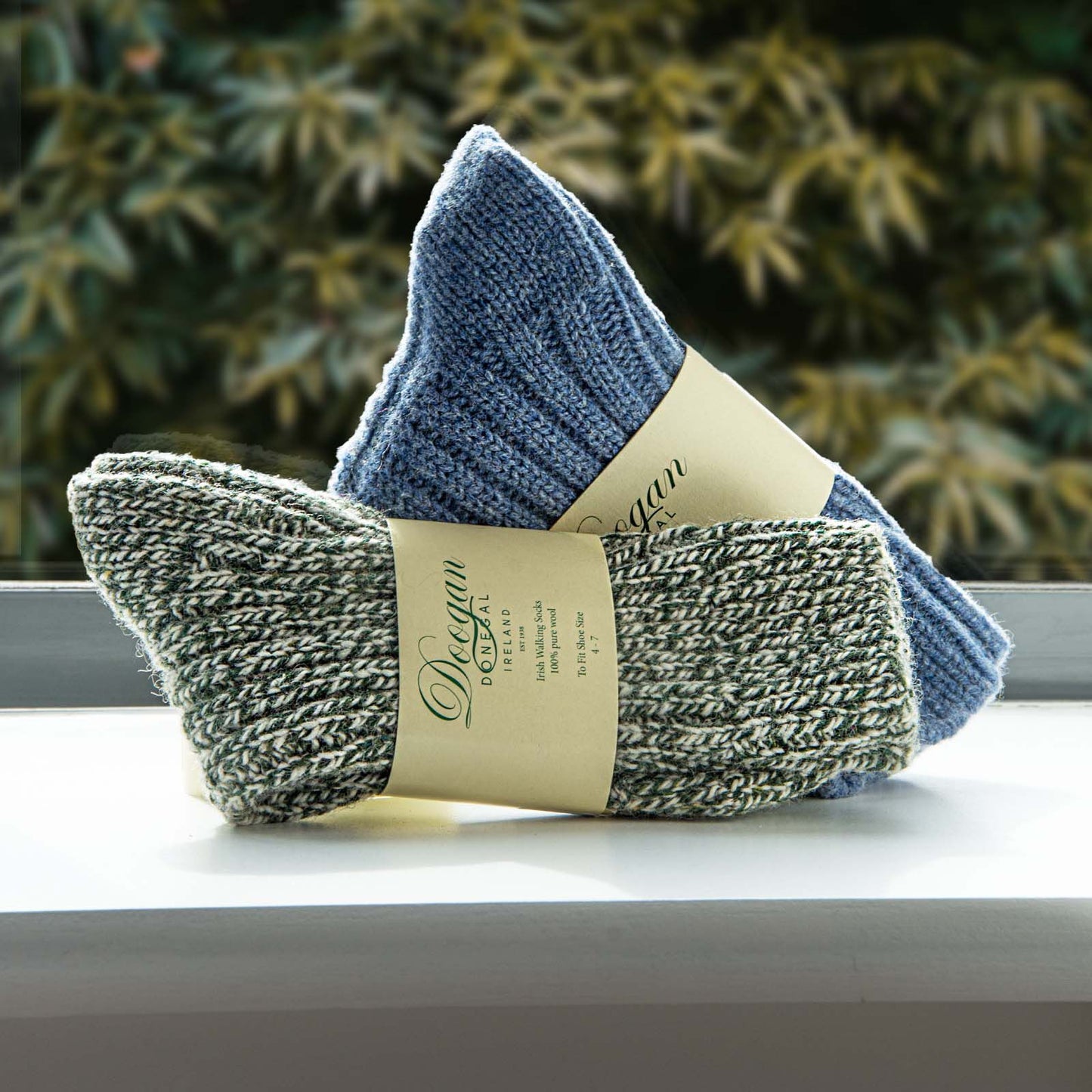 Doogan Donegal 100% Pure Wool Irish Walking Socks Denim