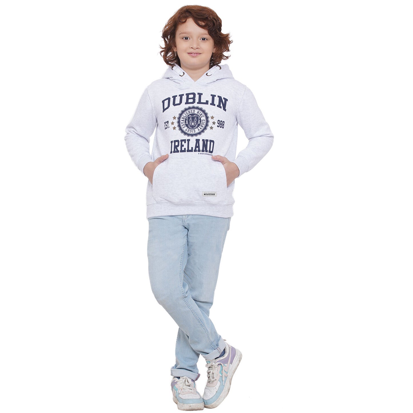 Kids Dublin Stamp Stars Hoodie Ash Grey