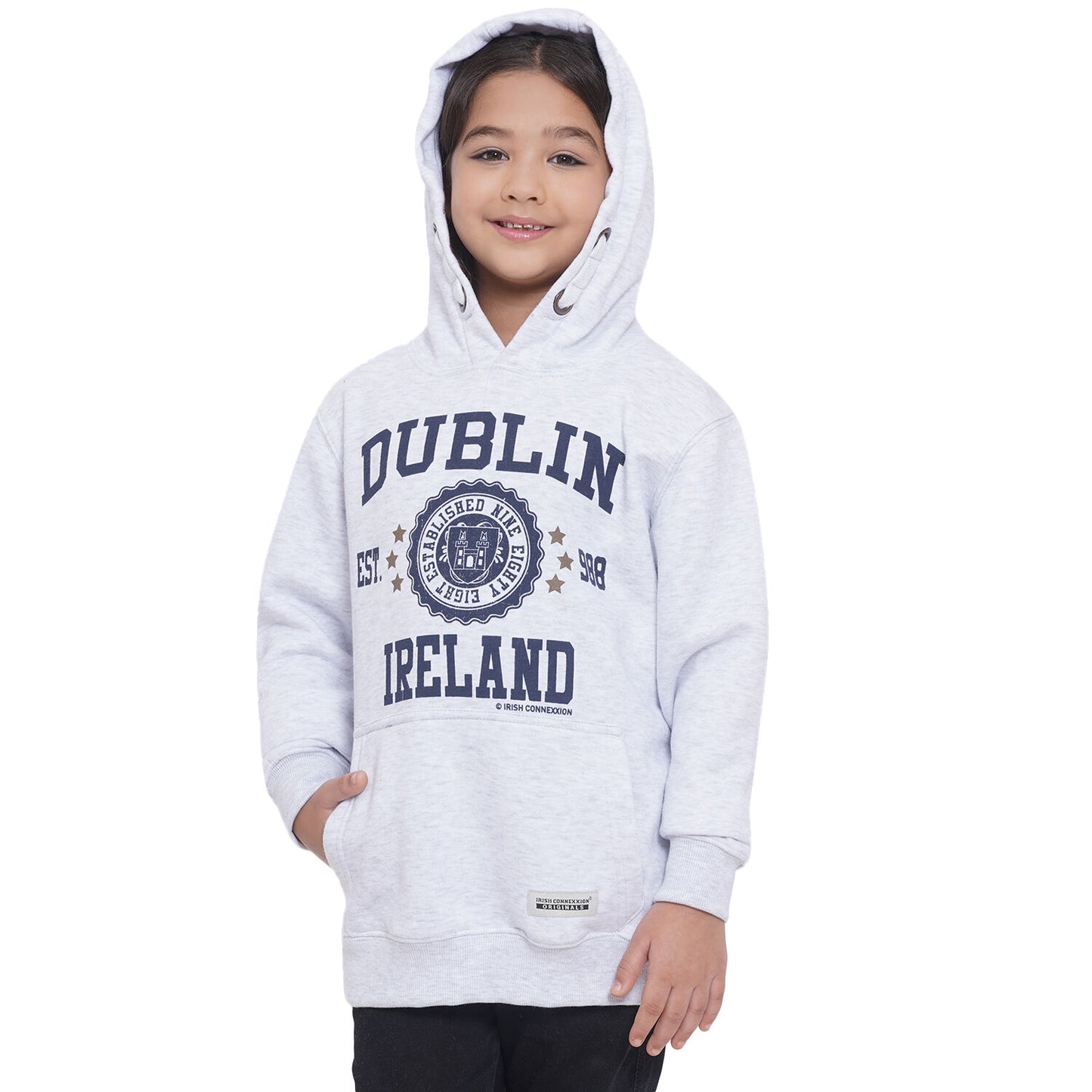 Kids Dublin Stamp Stars Hoodie Ash Grey