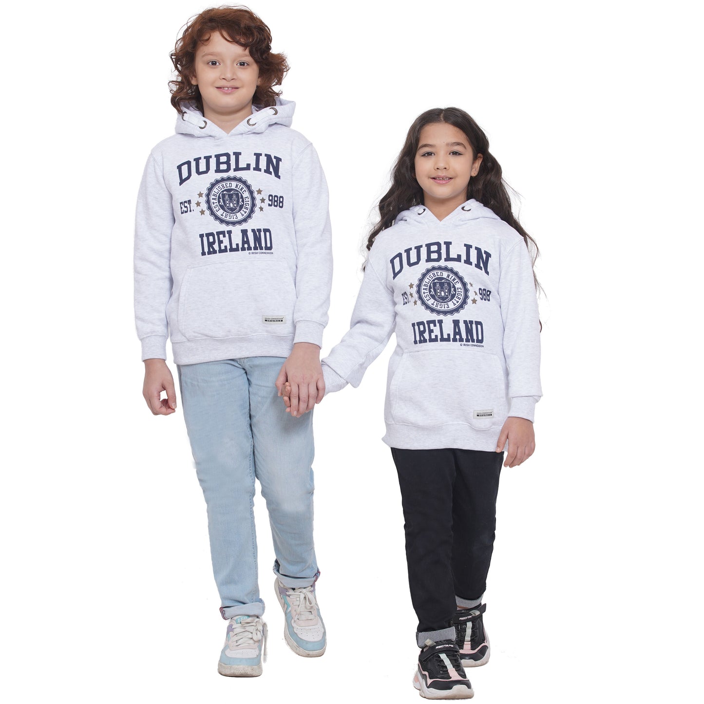 Kids Dublin Stamp Stars Hoodie Ash Grey