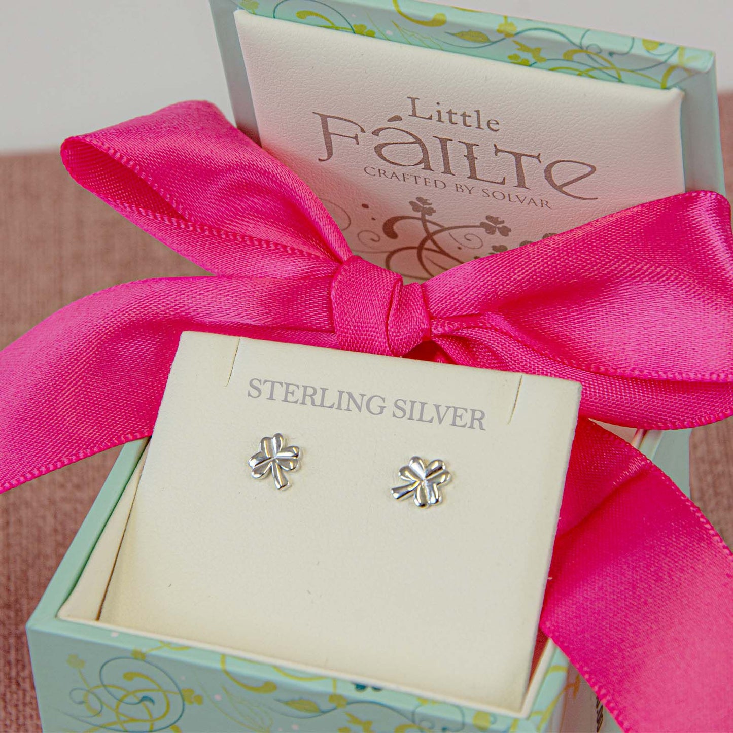 Hallmarked Sterling Silver Kid's Shamrock Earrings