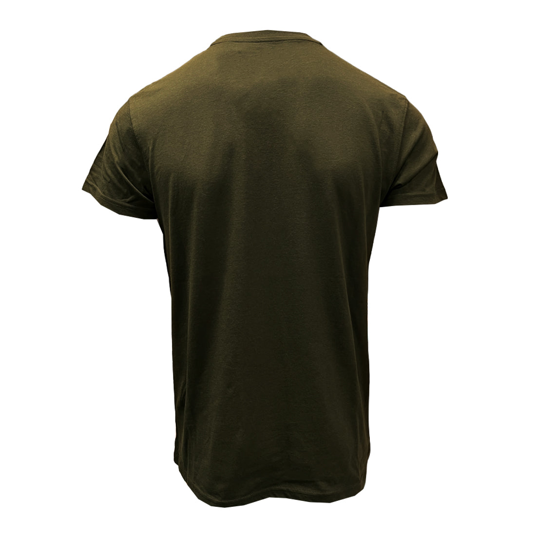 Back view of a dark olive Guinness Bottle Green Football Toucan T shirt