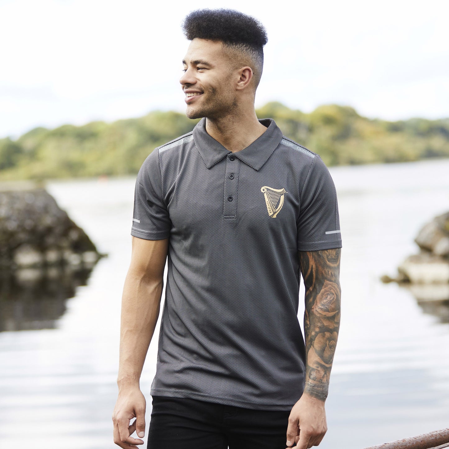 Guinness Men's Harp Tape Performance Polo Shirt