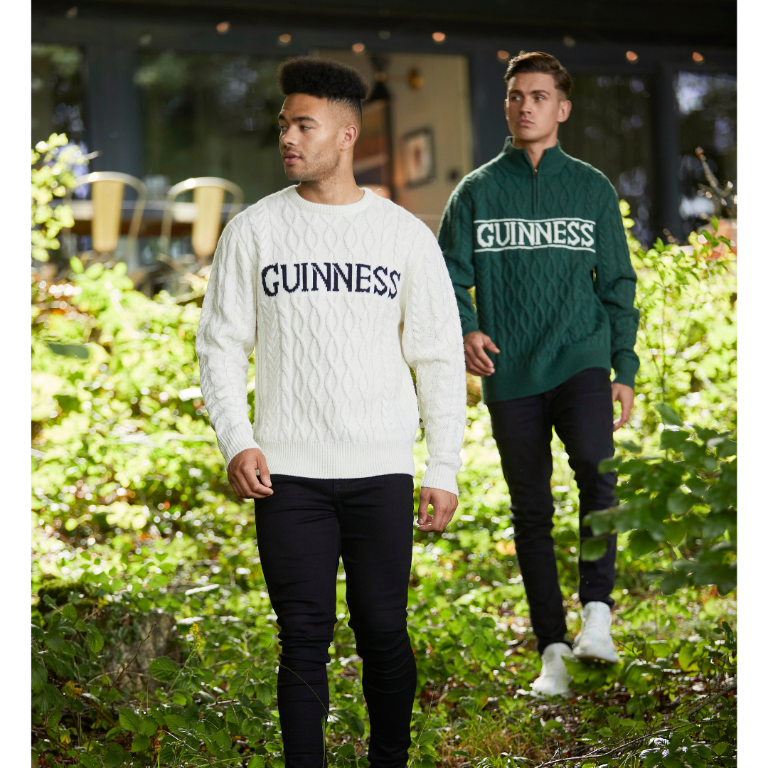 Guinness Aran Knit Style Jumper White