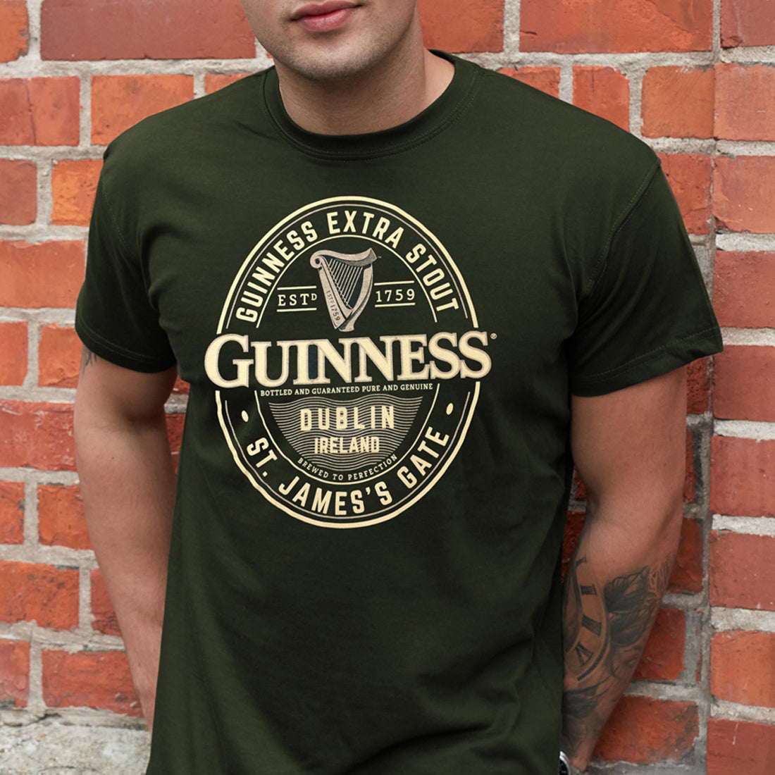 Guinness Extra Stout Dublin Stamp Green T-Shirt