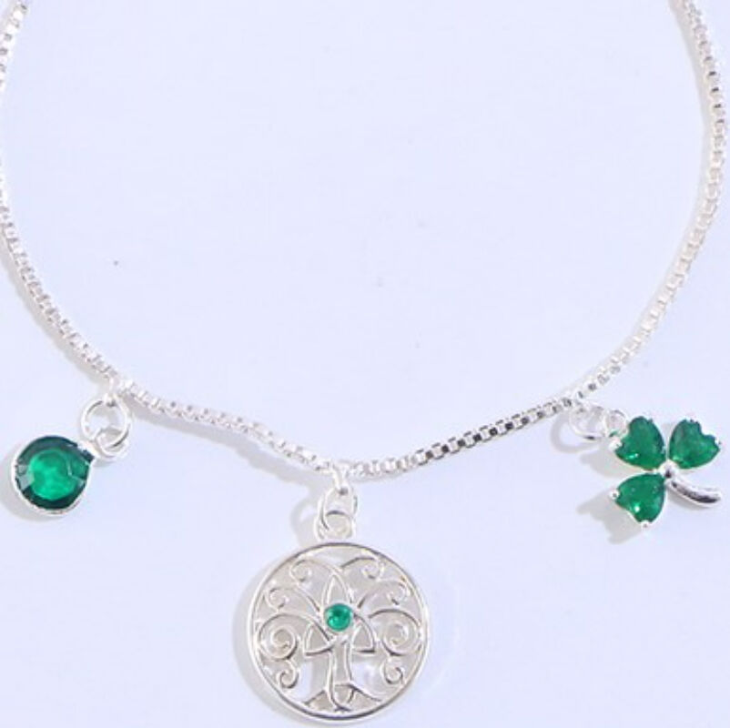 Grá Collection Silver Plated Shamrock Drawstring Bracelet