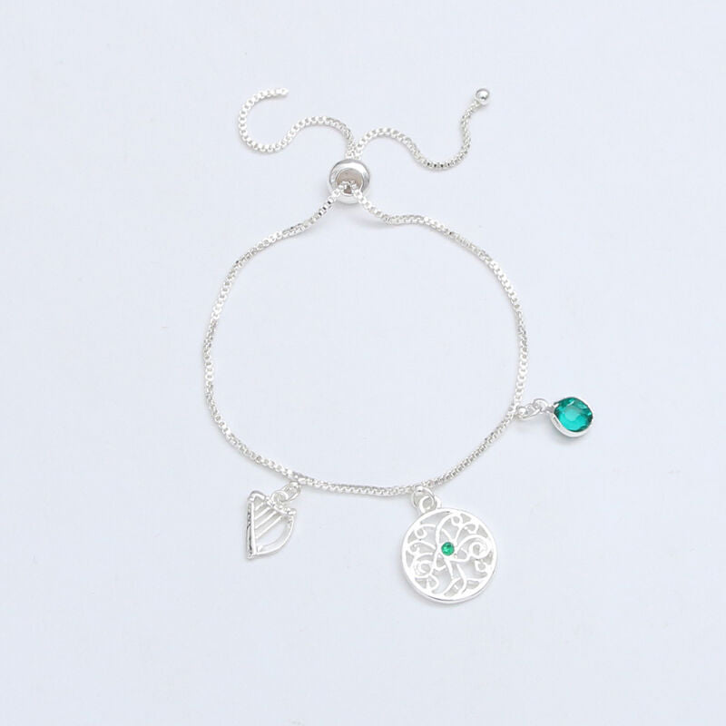 Grá Collection Silver Plated Harp Drawstring Bracelet