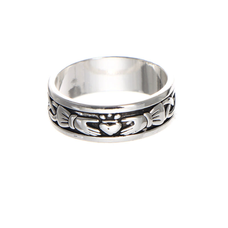 Grá Collection Silver Plated Men's Knot & Claddagh Ring