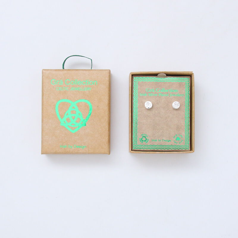 Grá Collection Silver Plated Cubic Zirconia Clover Design In Circle Earrings