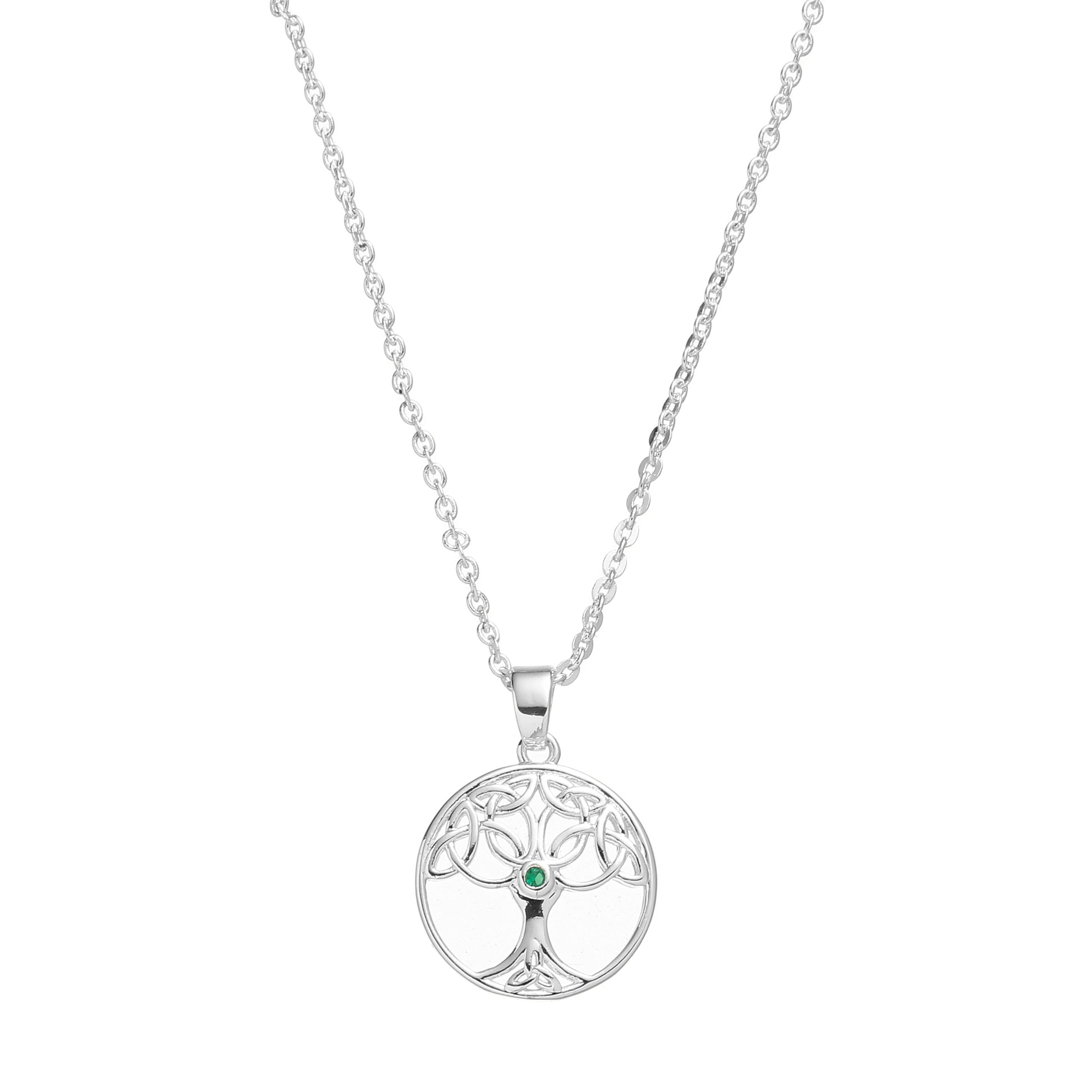 Silver Plated Trinity Tree Of Life Necklace